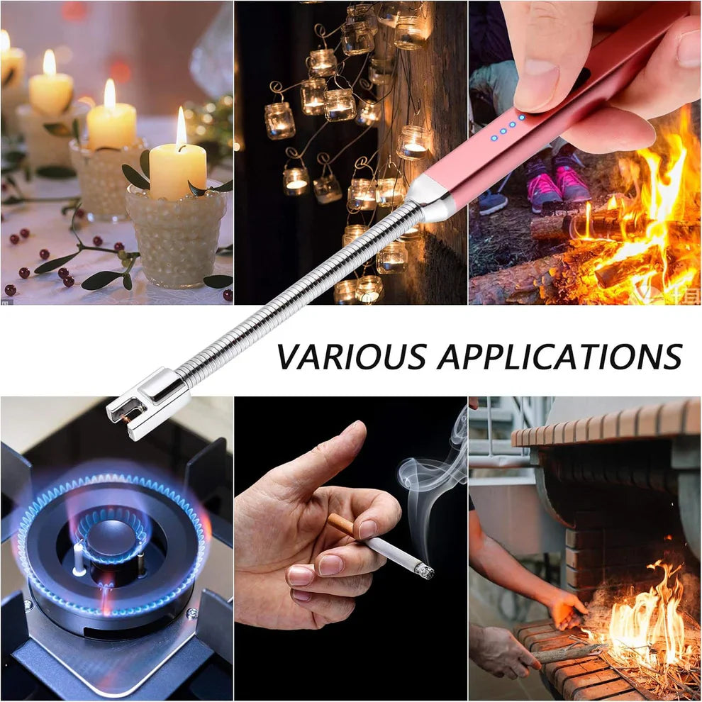USB Rechargeable Flameless Arc Lighter Flexible and Windproof for Candles, Hiking, Camping, Kitchen, Fireplaces