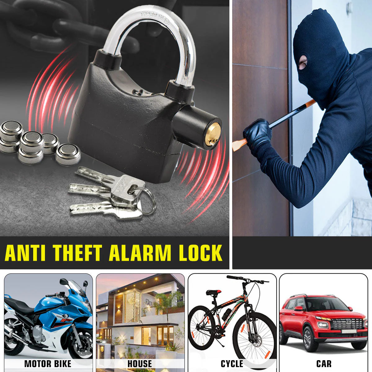 🔥 High-security Anti-Theft Alarm Lock (Imported)
