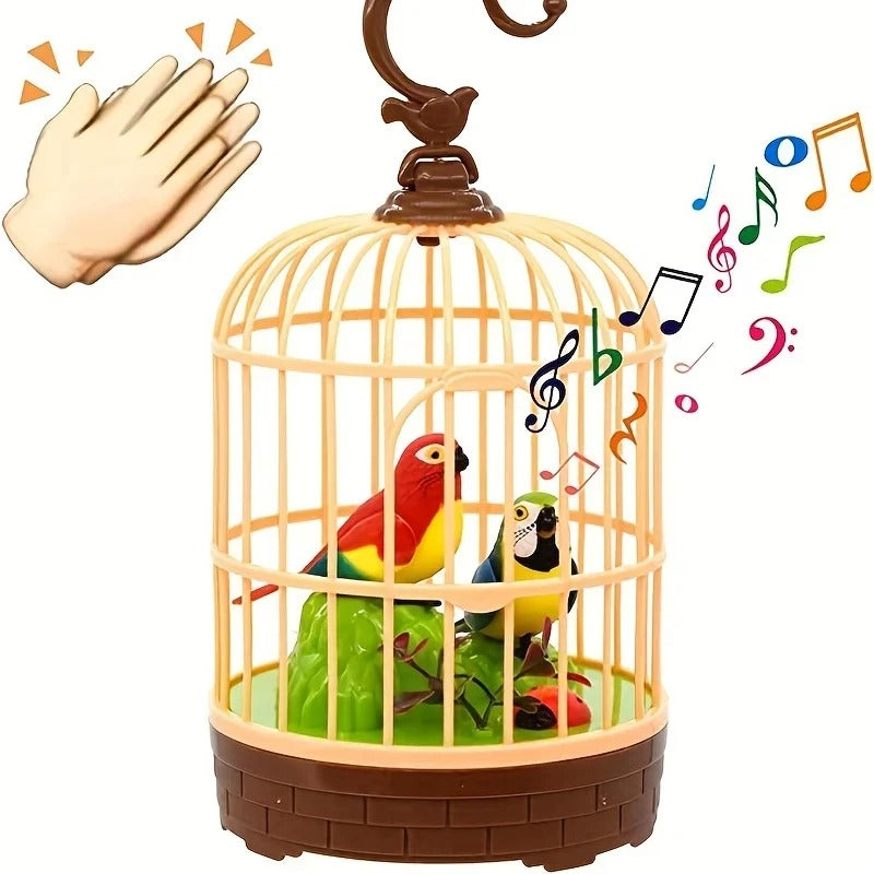 Talking Parrot Bird Cage Toy – Light & Sound Simulation Pet for Children