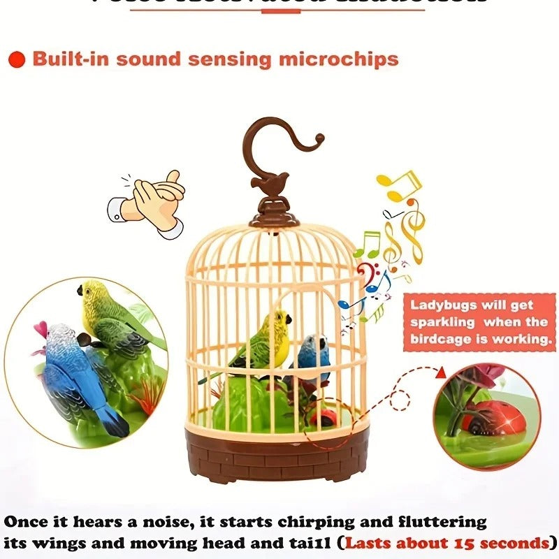 Talking Parrot Bird Cage Toy – Light & Sound Simulation Pet for Children
