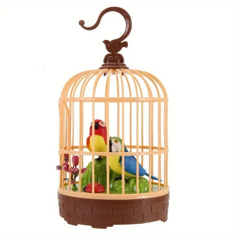Talking Parrot Bird Cage Toy – Light & Sound Simulation Pet for Children